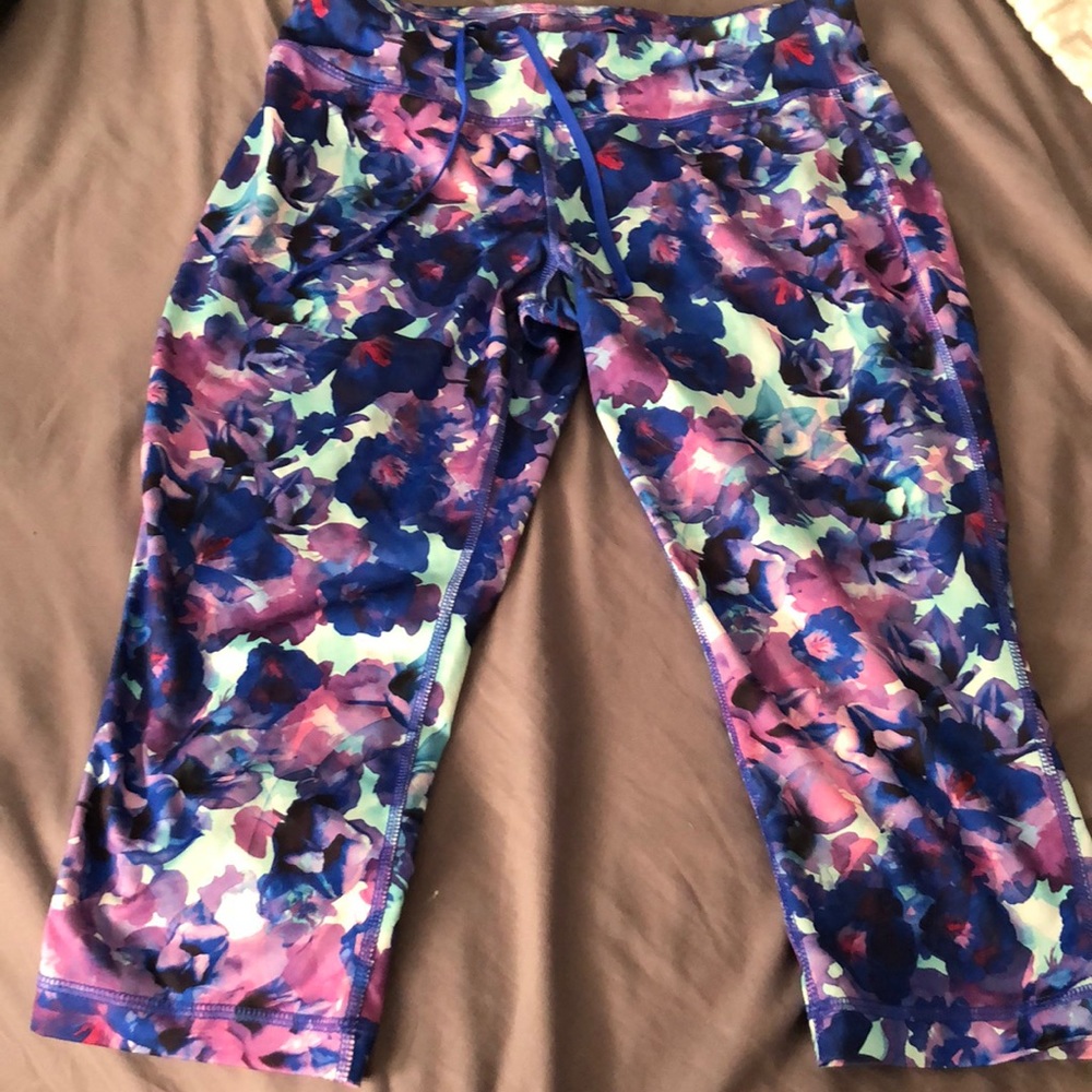 Teal and purple leggings